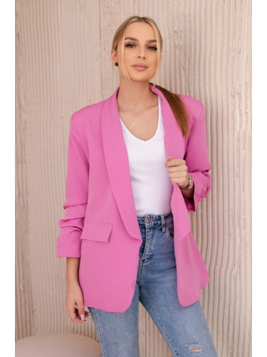 Elegant blazer with lapels in dark pink color