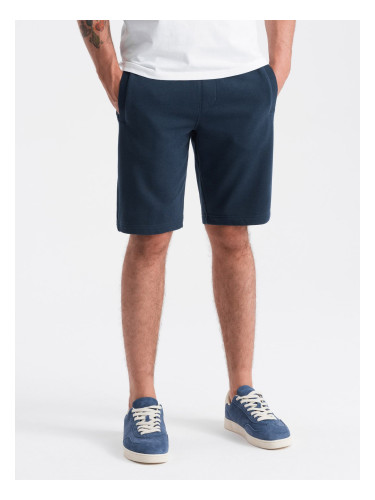 Ombre BASIC men's cotton sweat shorts - navy blue