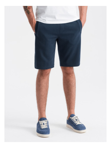Ombre Men's pre-knee BASIC sweat shorts - navy blue