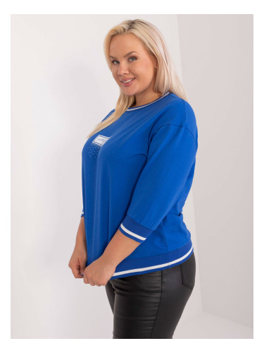 Cobalt blue plus size blouse with appliqué