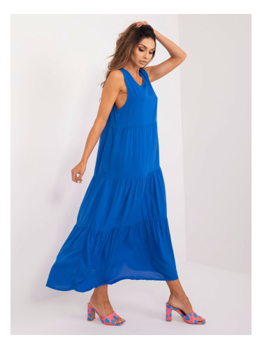 Cobalt blue flared viscose dress SUBLEVEL