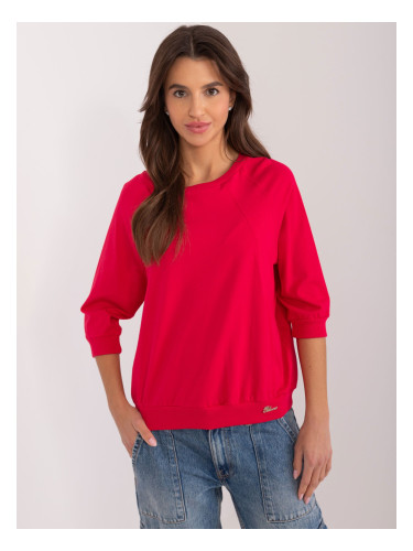 Red casual blouse with cuffs