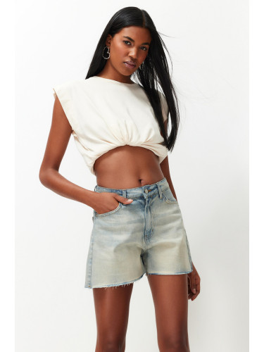 Trendyol Blue Wash Effect Denim Shorts & Bermuda
