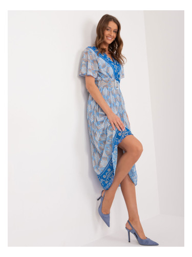 Blue women's dress with print
