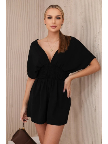 Black jumpsuit with ruffled waistband
