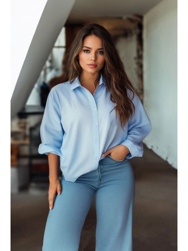 Trendyol Curve Light Blue Boyfriend Woven Shirt