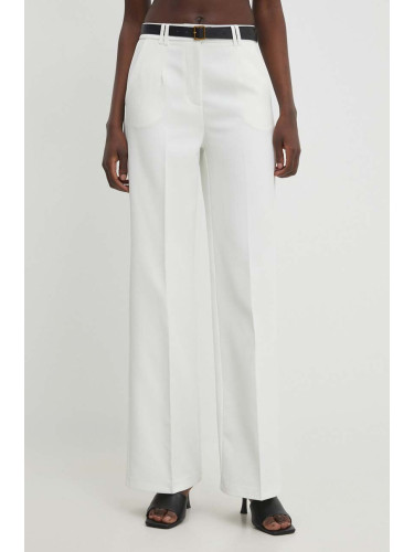 Панталон Answear Lab в бяло с широка каройка, с висока талия