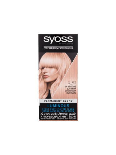 Syoss Permanent Coloration Permanent Blond Боя за коса за жени 50 ml Нюанс 9-52 Light Rose Gold Blond увредена кутия