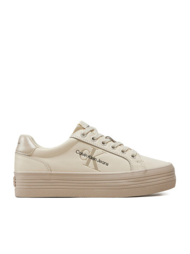 Calvin Klein Jeans Сникърси Vulc Flatform Laceup Lth YW0YW01474 Екрю