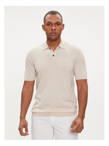 Calvin Klein Тениска с яка и копчета K10K113053 Бежов Regular Fit