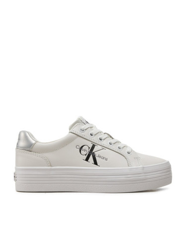 Calvin Klein Jeans Сникърси Vulc Flatform Laceup Lth YW0YW01474 Бял