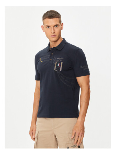 Aeronautica Militare Тениска с яка и копчета 241PO1759P191 Тъмносин Regular Fit