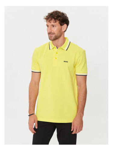 Boss Тениска с яка и копчета Paddy 50469055 Жълт Regular Fit