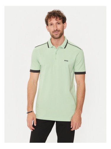 Boss Тениска с яка и копчета Paddy 1 50512995 Зелен Regular Fit