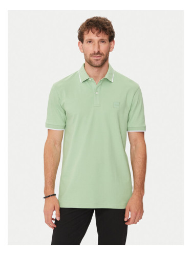 Boss Тениска с яка и копчета Passertip 50507699 Зелен Slim Fit