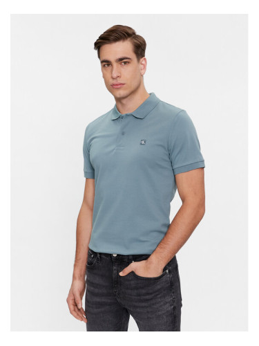 Calvin Klein Jeans Тениска с яка и копчета Embro Badge J30J325269 Син Slim Fit