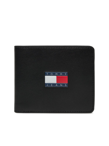 Tommy Jeans Голям мъжки портфейл Tjm Archive Leather Cc Wallet AM0AM12440 Черен