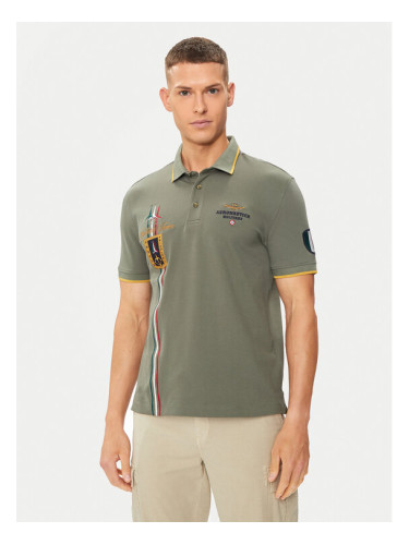 Aeronautica Militare Тениска с яка и копчета 241PO1763P191 Зелен Regular Fit