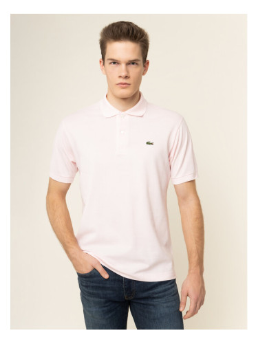 Lacoste Тениска с яка и копчета L1212 Розов Classic Fit