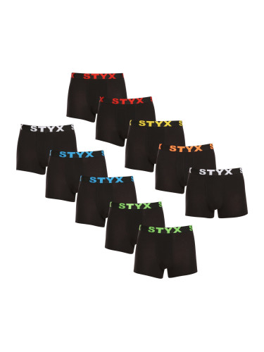 10PACK Men's Styx Boxer Shorts Sports Rubber Black