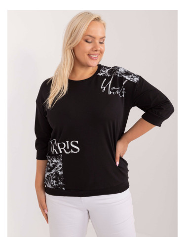 Black blouse plus size with 3/4 sleeves