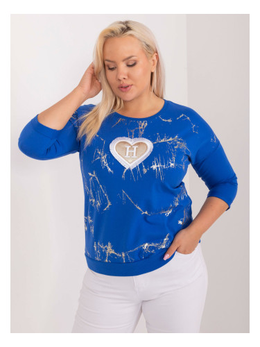 Cobalt blue plus size blouse with patch