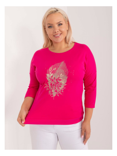 Fuchsia women's plus-size blouse with appliqué