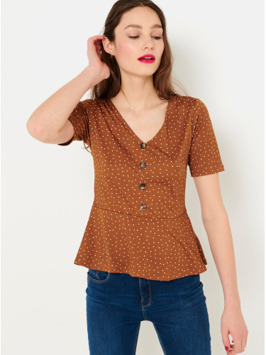 Brown polka dot blouse CAMAIEU - Women