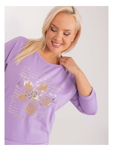 Light purple plus size blouse with print