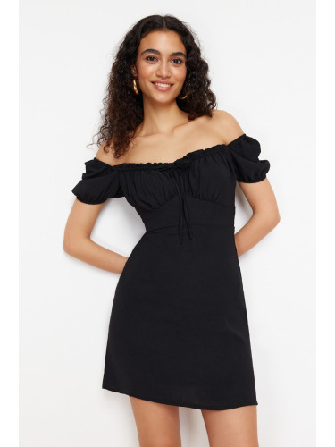 Trendyol Black Plain Bodycone Crepe Mini Woven Dress