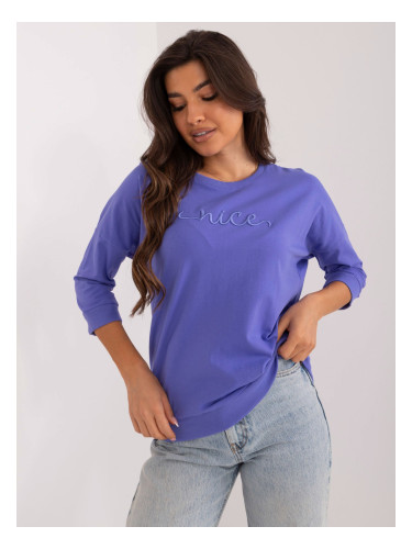 Purple women's casual blouse with 3/4 sleeves