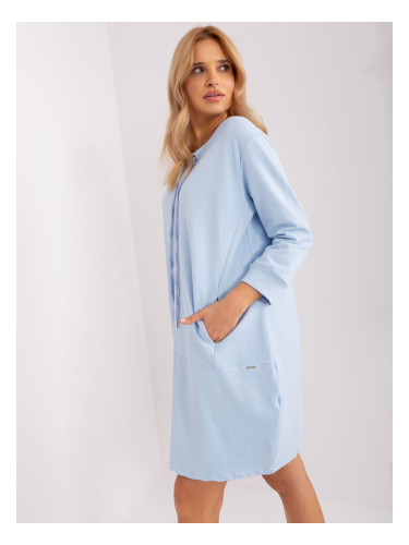 Light Blue Straight Sweatshirt Dress