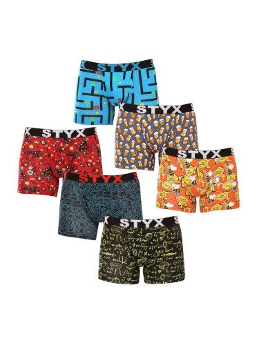 6PACK Mens Boxers Styx long art sports rubber multicolor