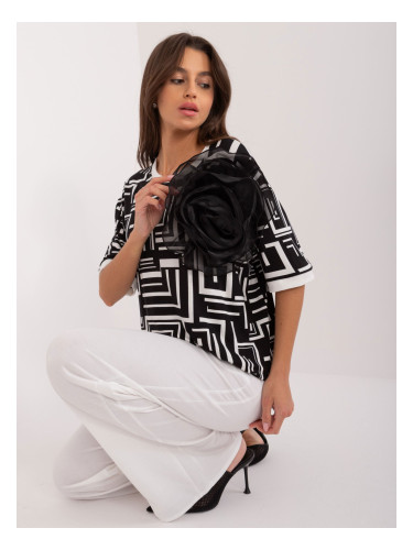 Black women's blouse with geometric pattern