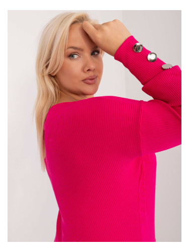 Plus-size fuchsia blouse with long sleeves