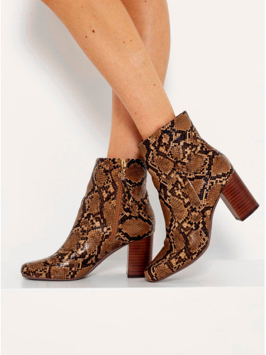 Brown Ankle Boots with Animal Pattern CAMAIEU - Women