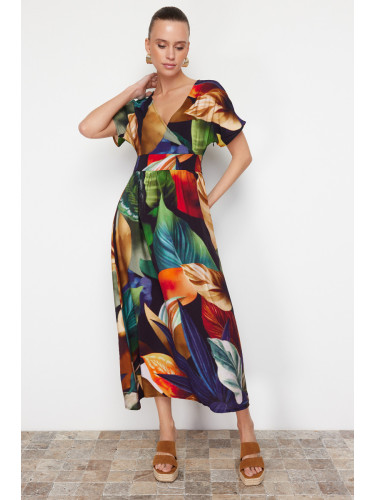 Trendyol Multi Color Floral Print A-line Viscose Midi Woven Dress