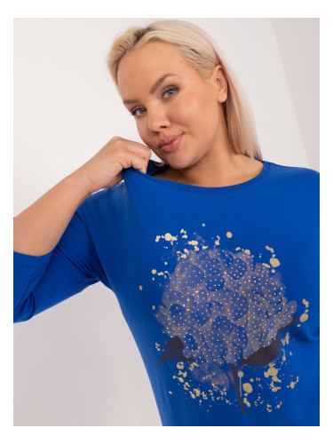 Cobalt blue blouse plus size with print