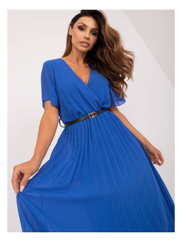 Cobalt Blue Pleated Viscose Dress