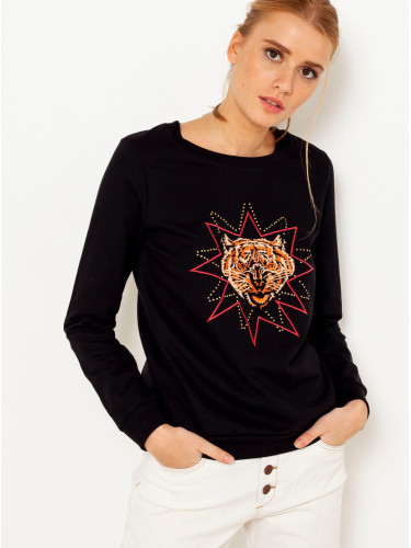 Black Sweatshirt with Tiger CAMAIEU - Women