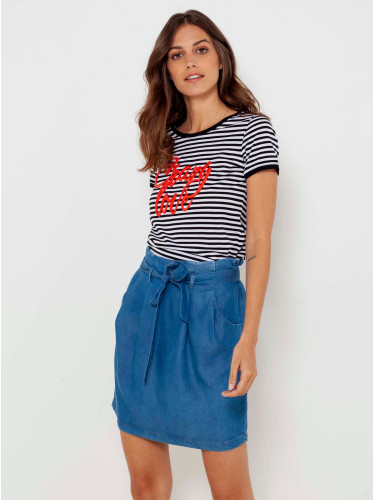 Blue Denim Skirt with CamAIEU Pockets - Women