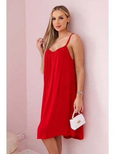 Women's viscose dress with straps - red