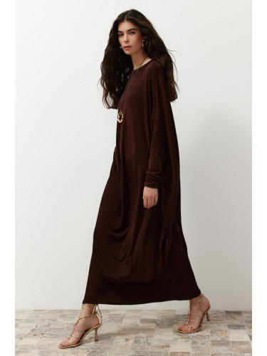 Trendyol Brown Elegant Knitted Kaftan Dress