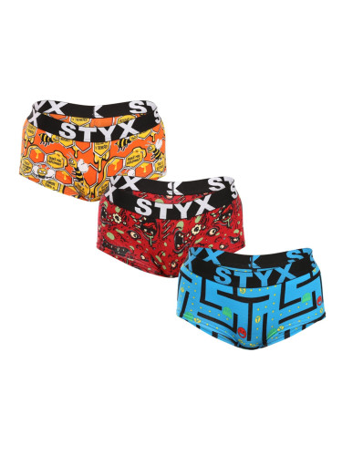 3PACK women's panties Styx art with leg loops multicolored