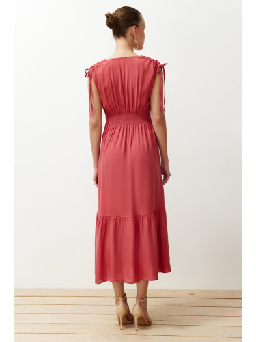 Trendyol Dried Rose Skirt Flounce Maxi Woven Dress