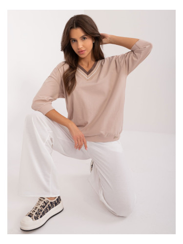 Beige plain oversize blouse