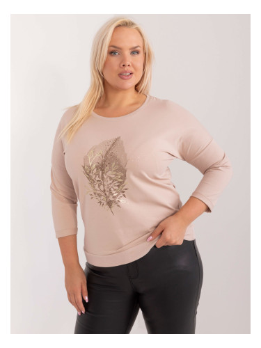 Light beige blouse in a larger size with a print