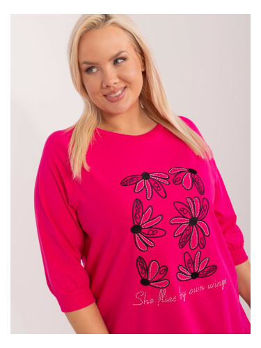 Fuchsia women's plus size blouse with lettering
