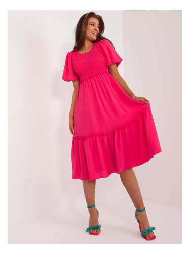 Dark pink dress with elastic pleats