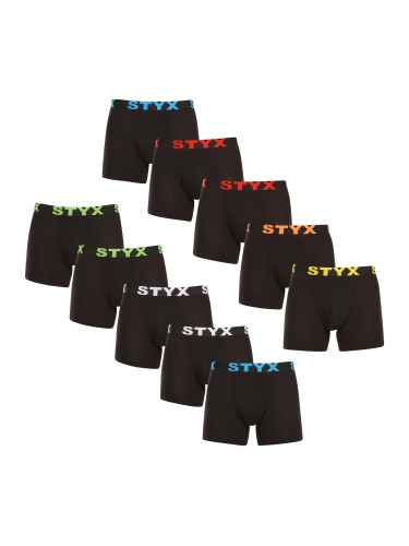 10PACK Men's Styx Long Sports Boxer Shorts Black